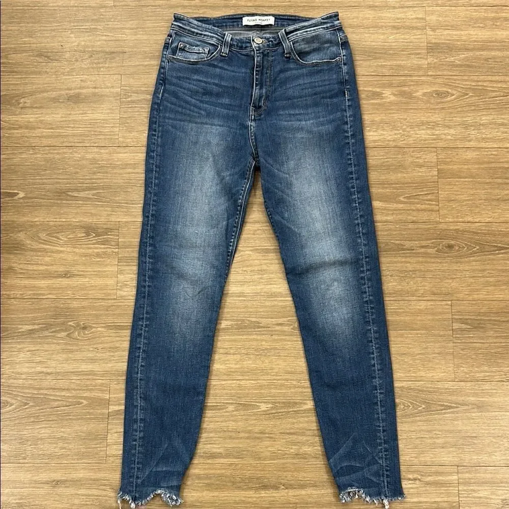 Flying Monkey Platinum Ankle Skinny Jeans with Distressed Hem